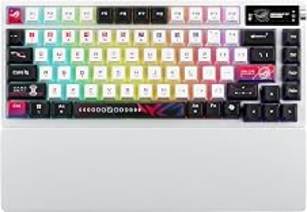 ASUS ROG Azoth X Wireless Mechanical Gaming Keyboard - 75% TKL, PBT Keycaps | Tri-Mode Connectivity, Hot Swappable Pre-lubed ROG NX V2 Snow Linear Switches, South-Facing PCB, PC/Mac Support - White