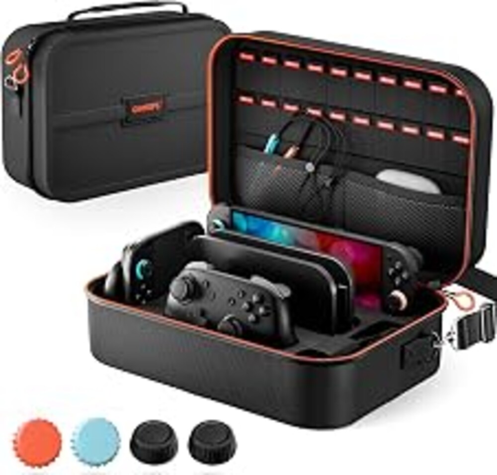 COOWPS for Nintendo Switch 2 Case, 4Pcs Thumb Grips, Protection Travel Case | 20 Game Slots, Hard Shell Full Protection, Portable Travel-Friendly, Water-Resistant, for Dock & Pro Controller Accessories