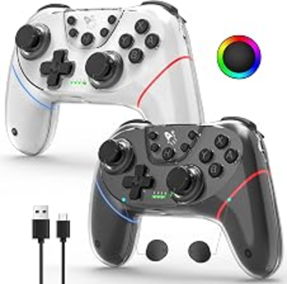 AceGamer 2 Pack Stinto Pro Wireless Controller for Nintendo Switch 2/Switch/Lite/OLED/PC/Steam, Hall Effect Joysticks & Triggers, RGB Grip, Dual Vibration/Wake-Up/Turbo/Macros/4-Way D-Pad