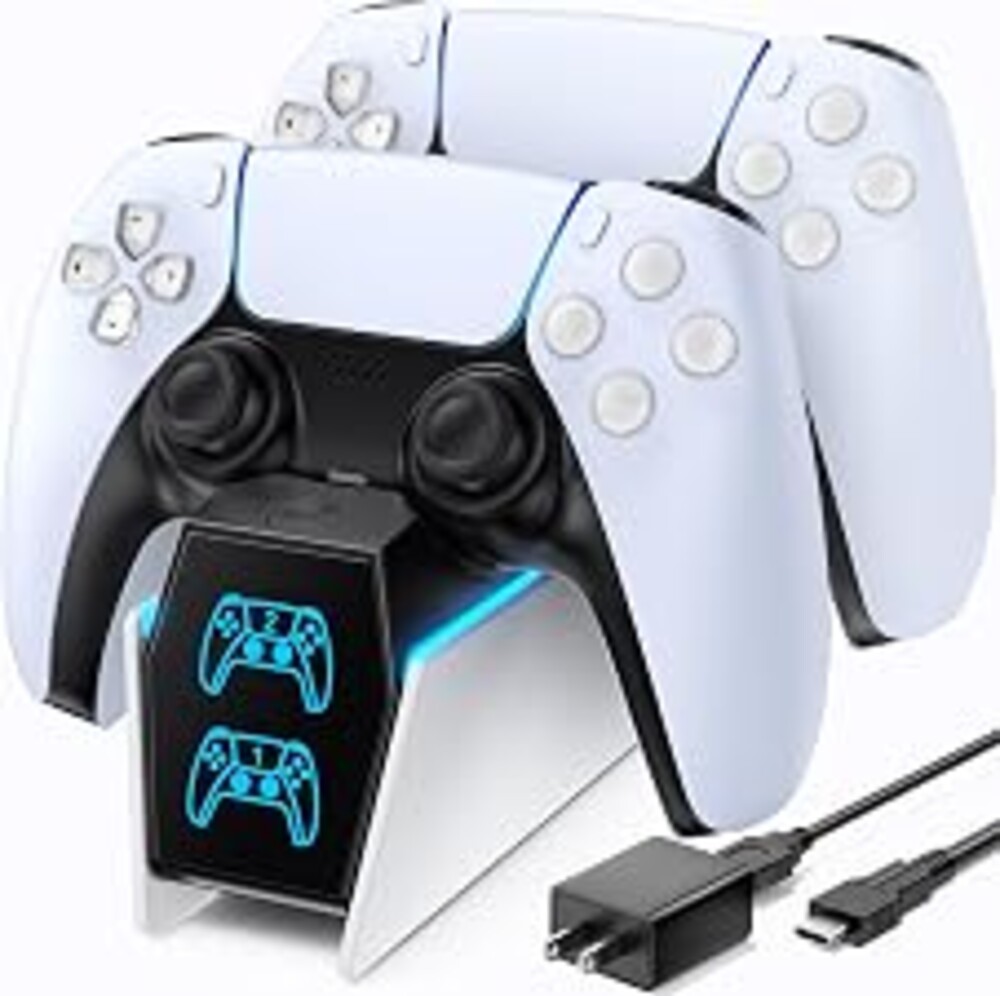 OIVO PS5 Controller Charger with Fast Charging AC Adapter, PS5 Controller Charging Station Stand for PlayStation 5, Docking Station Replacement for PS 5 Accessories Kits