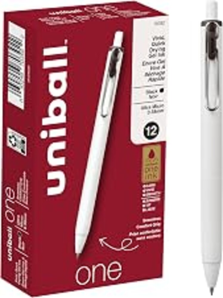 Uniball One Gel Pen 12 Pack; 0.38mm Ultra Micro Black Pens; Gel Ink Pens | Office Supplies Sold by Uniball are Pens; Ballpoint Pen; Colored Pens; Gel Pens; Fine Point; Smooth Writing Pens
