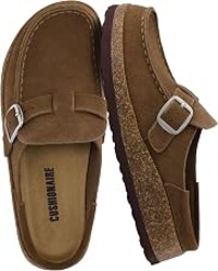 CUSHIONAIRE Hobby 100% Genuine Leather Slip On Clogs for Women