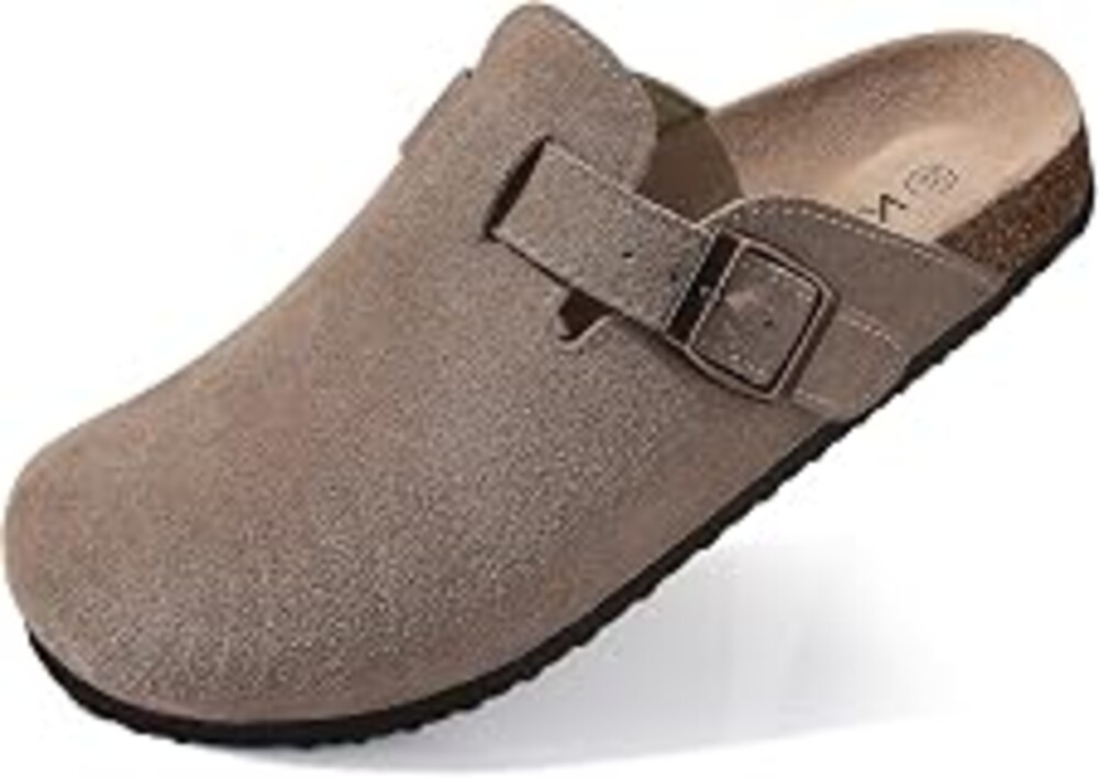KIDMI Genuine Suede Cork Footbed Mules and Potato Shoes for Women and Men