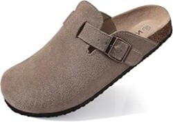 KIDMI Genuine Suede Cork Footbed Mules and Potato Shoes for Women and Men