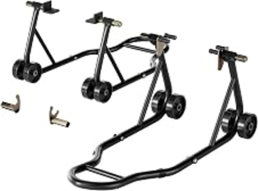SPECSTAR Universal Motorcycle Stands 882 Lbs Capacity,Black | Front Rear Wheel Lift Combo with U+L Adjustable Swingarm Spool, Paddock Stand fit for BMW, Suzuki, Yamaha, Honda, Kawasaki