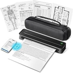 ETIKEZ D90E Inkless Portable Thermal Printer with Case – 8.5" x 11", Black | Wireless Bluetooth Small Compact Mobile Printer for Travel/Office/School/Home, Compatible with iPhone, Tablet & Laptop