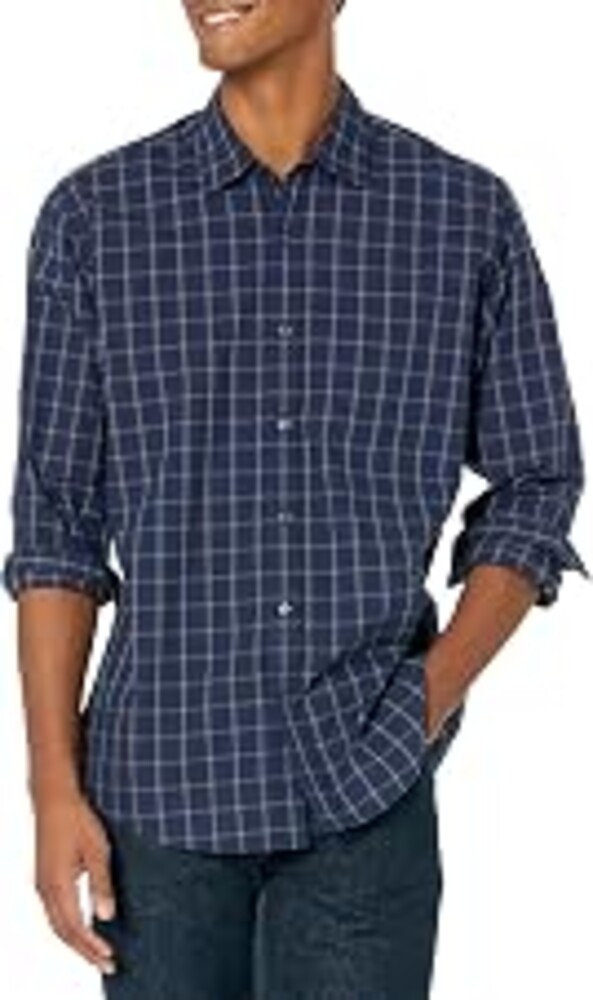Amazon Essentials Men's Regular-Fit Long-Sleeve Casual Poplin Shirt, Button Front, Business Casual, Collared