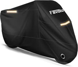 Favoto Motorcycle Cover Waterproof Outdoor Motorcycle Cover Heavy Duty | Windproof Motorcycle Tarp All Weather Rain UV Protection with Lock-Holes Night Reflective Strips＆Storage Bag Fits up to 96.5"