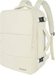 Taygeer Travel Backpack for Women, Carry On Backpack with Shoe Pouch | TSA 15.6" Laptop Back Pack Flight Approved, College Gym Bag Casual Daypack for Weekender Business Hiking, Beige