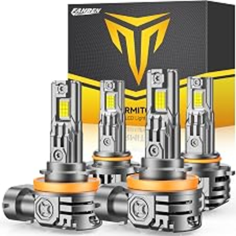 Termitor Upgraded H11 9005 LED Bulbs, 220000LM 2200% Ultra-Bright, 1:1 Mini Size, 6500K Cool White, 80000+ Hours Lifespan High & Low Beam, Easy Install No Adapter Required, IP68 Waterproof, Pack of 4
