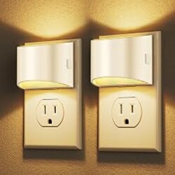 DORESshop Night Light, Night Lights Plug into Wall, Adjustable, 3000K | 3 Level Brightness Adjustable Night Light, Dusk to Dawn Sensor Nightlights for Adults, Bedroom, Bathroom, Hallway, 2 packs