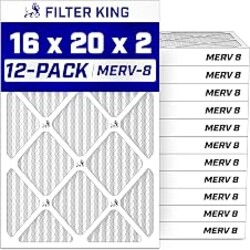 Filter King 16x20x2 Air Filter MERV 8, AC Furnace Filters (12-Pack) | Dust & Allergy Control (Actual Size: 15.5 x 19.5 x 1.75)
