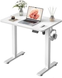 FEZIBO Standing Desk 32 × 19 Inch Electric Height Adjustable, White | Sit and Stand Up Adjustable Desk, Home Office Computer Desk with 3 Customizable Memory Presets