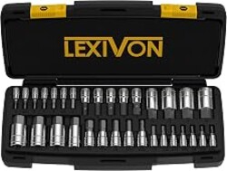 LEXIVON Master HEX Bit Socket Set, Premium S2 Alloy Steel | Complete 32-Piece, SAE and Metric Set | Enhanced Storage Case (LX-144)