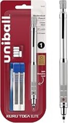 uniball™ Kuru Toga Elite Mechanical Pencil Kit, 0.5mm, HB, Silver, 1 Pack | Rotating lead engine keeps tip sharp, diamond-infused No. 2 lead for dark marks, knurled grip, replaceable eraser, refillable
