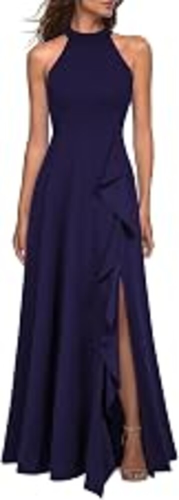 WOOSEA Women's High Neck Sexy Split Evening Cocktail Party Maxi Long Formal Dress