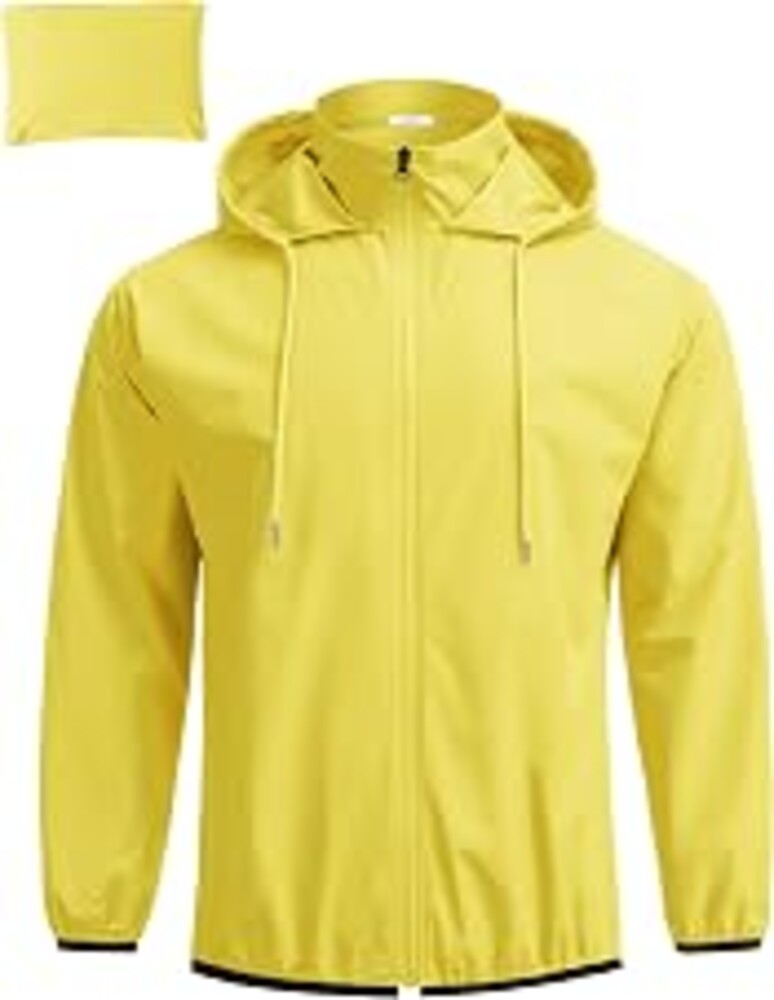 COOFANDY Men's Light Rain Jacket Packable Waterproof Raincoat Windbreaker | Portable Rain Coat with Hood, Hidden Zipper, Rainproof Hoodie, Rain Gear For Golf Travel Hiking Cycling Outdoor Activities