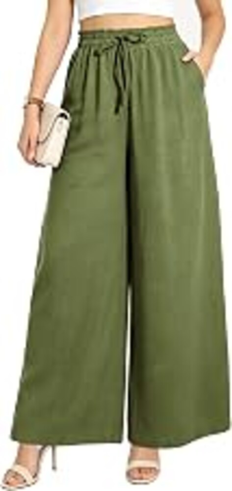 Chownet Women Wide Leg Casual Pants Flowy Palazzo Pants with Pockets Elastic High Waist Lounge Pants