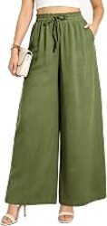 Chownet Women Wide Leg Casual Pants Flowy Palazzo Pants with Pockets Elastic High Waist Lounge Pants