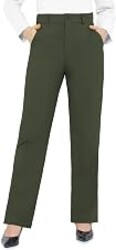 Bamans Dress Pants Women Work Business Office Straight Leg Slacks | High Waisted, Business Casual Outfits, Stretchy Trousers with Pockets, Formal, Daily, Travel, Outdoors