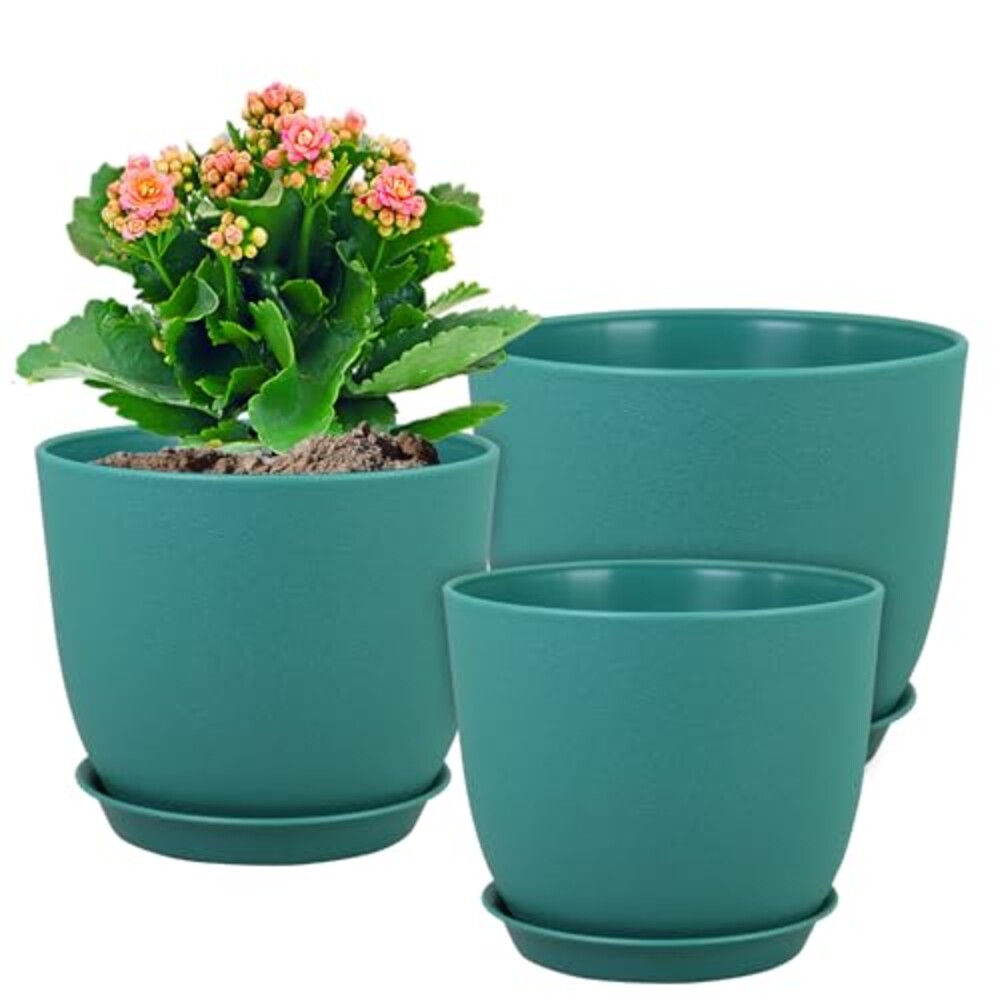 WSMKSZ 9/8/7.5 inch Flower Pots, 3 Pack