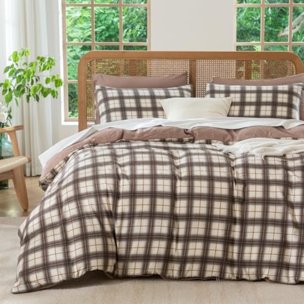 TISPLR Duvet Cover Queen Plaid Brushed S