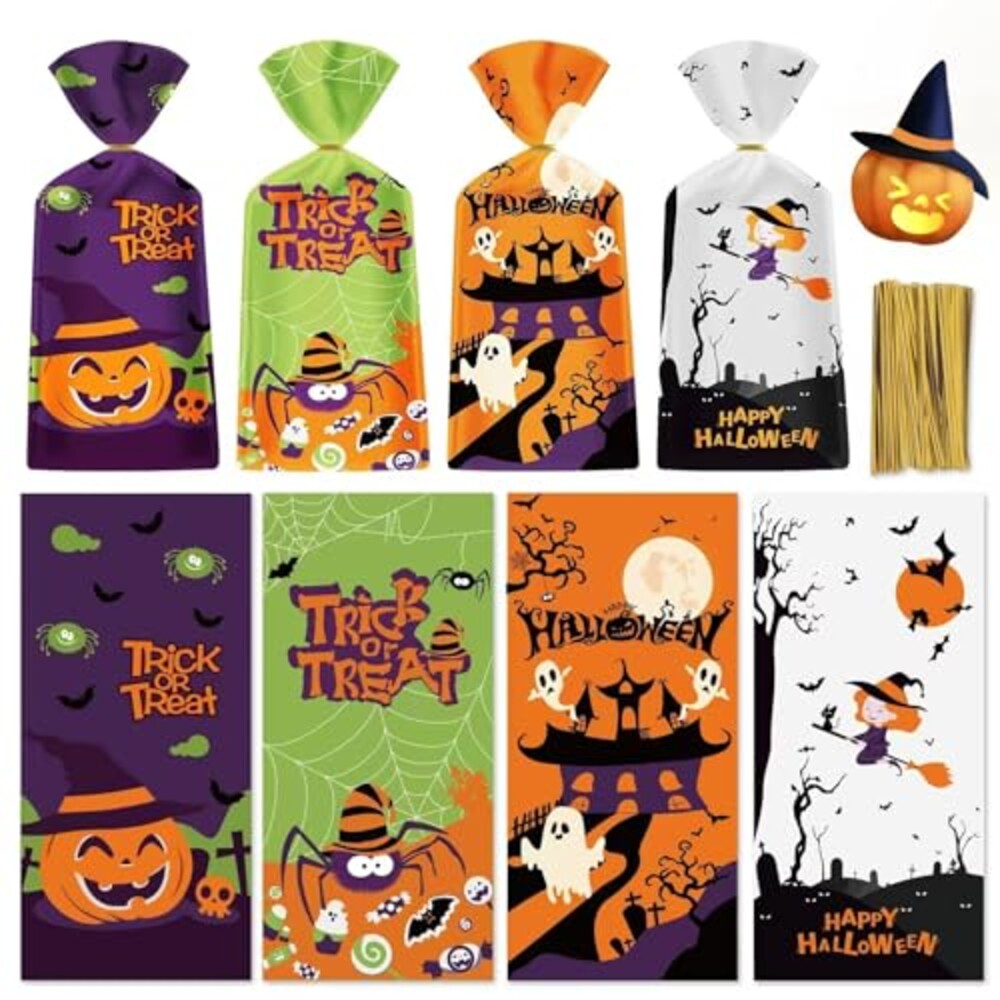 50 Pack Halloween Treat Bags - Plastic H