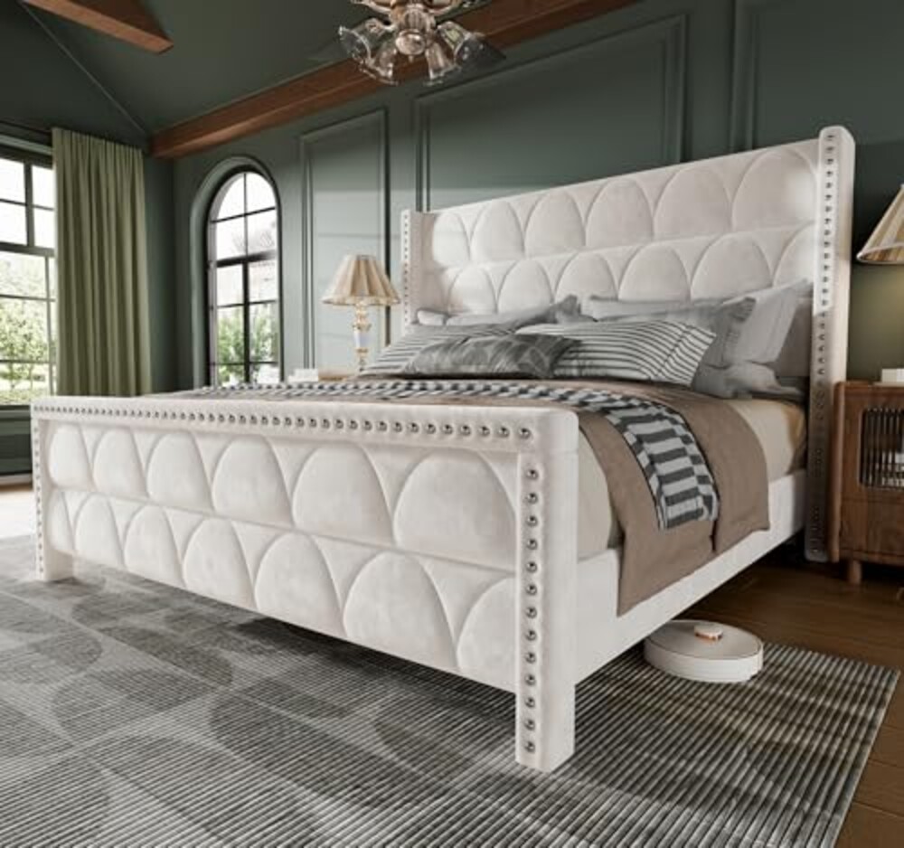 OHOHOLIVE King Size Bed Frame with 56" H