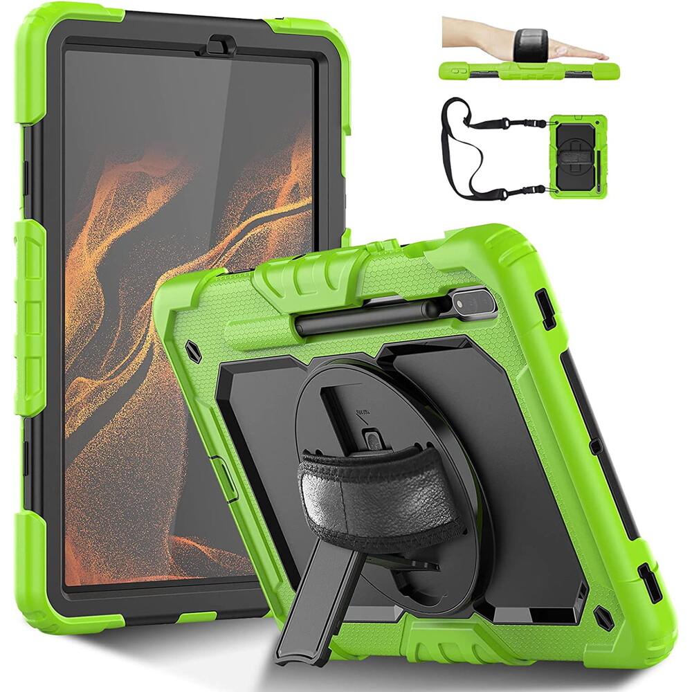 Timoom Case for Samsung Galaxy Tab S8 11 Inch 2022 with Pencil Holder,360 Rotating Hand Strap,Shockproof Protective with Shoulder Strap for Samsung Tablet S8 Cover