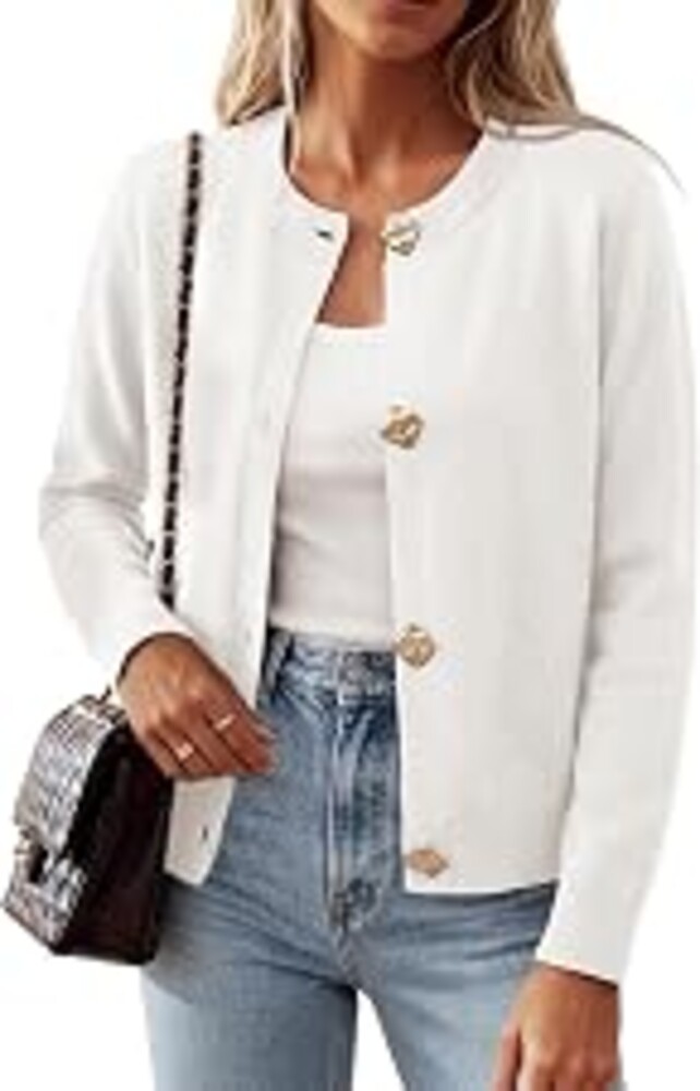 WIHOLL Lightweight Cardigan Sweaters for Women Y2k Fall Outfits 2026 | Cropped Length, Metal Button, Fall Fashion Clothes, Trendy