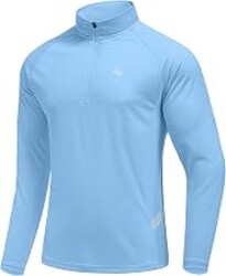 PINSPARK Men's 1/4 Zip Pullover Quarter Zip Athletic Golf Shirts | Lightweight quarter zip pullover, moisture wicking long sleeve with UV protection for golf, gym, running, hiking & workout
