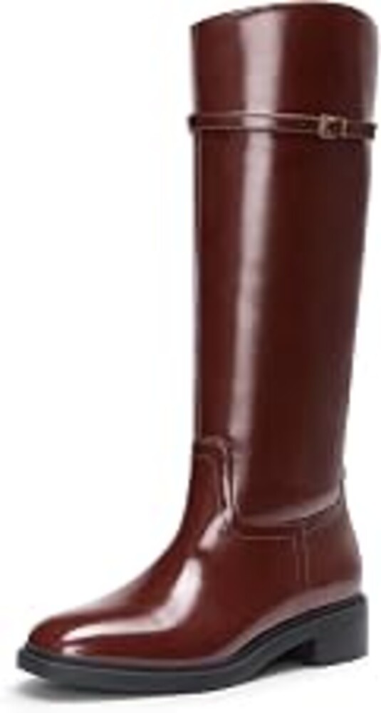 DREAM PAIRS Knee-High Buckle Strap Riding Boots | Round Toe Straight Shaft Knee-high Easy Pull-on Adjustable Metal Buckle 5mm Foam Insole Faux Suede & PU Leather Tall Boot