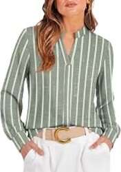 OFEEFAN Womens Blouses Business Casual Tops Fall Outfits Long Sleeve Shirts | Stand Collar, V Neck, Winter Clothing, Plus Size Clothes, Fashion Clothing, Teacher, Ladies, School, Work, Elegant, Dressy