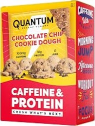 QES Energy Bar, Chocolate Chip Cookie Dough, Caffeine, 10g Protein, Vegan | 10g plant protein, organic green coffee. Vegan, gluten-free, non-GMO, soy and dairy-free. No jitters, no crash.