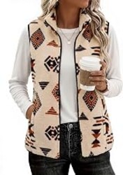 Zeagoo Womens Outerwear Vests With Pockets Zipper Sleeveless Fleece Jackets | Stand-up Collar,Zippper Up，Outside Inside Pocket,Lightweight Fleece Vest，Warm Inner Layer,Hiking Travel Golf Running Vest