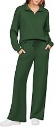 Ekouaer 2 Piece Sets for Women Half Zip Lounge Sets Matching Fall Outfits | Airport Travel Outfits, Wide Leg Sweatpants, Athleisure Workout Set SweatSuits, 2026 Fashion Fall Winter Loungewear Set