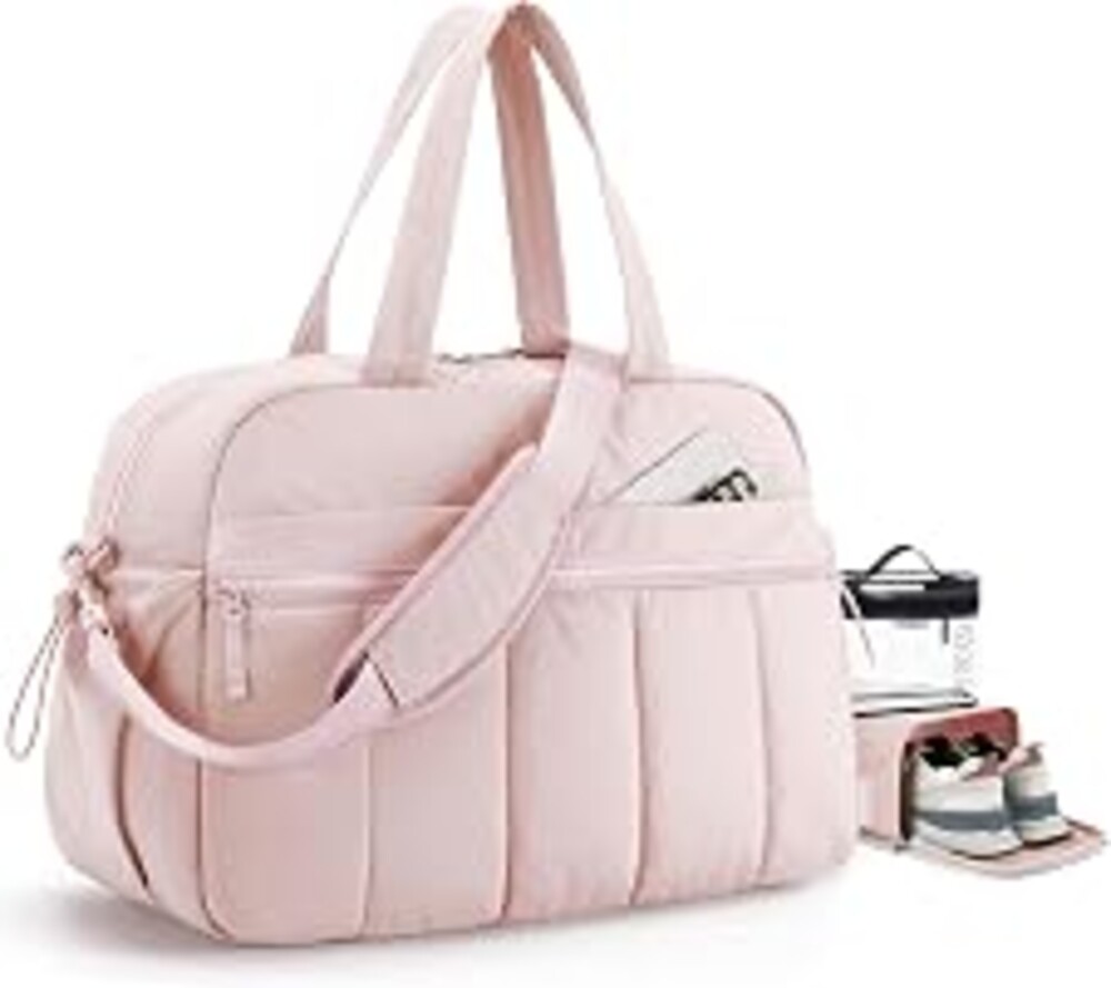 BAGSMART Duffle Bag for Travel, Gym Bag for Women, Weekender Carry on | PVC Wet Pocket, Airline Approved Personal Carry-on Size, Fits Under-seat, One Bag for Gym, Travel, Hospital, Overnight