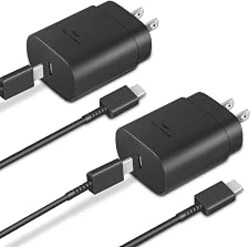 Type C Charger Fast Charging 2-Pack 25W Long 6FT USB C Cable | USBC Charger Block Compatible with Galaxy S26 S25 S24 S23 S22 S21/iPhone 17/16/16 Pro Max/15/15 Pro Max/15 Plus-Black