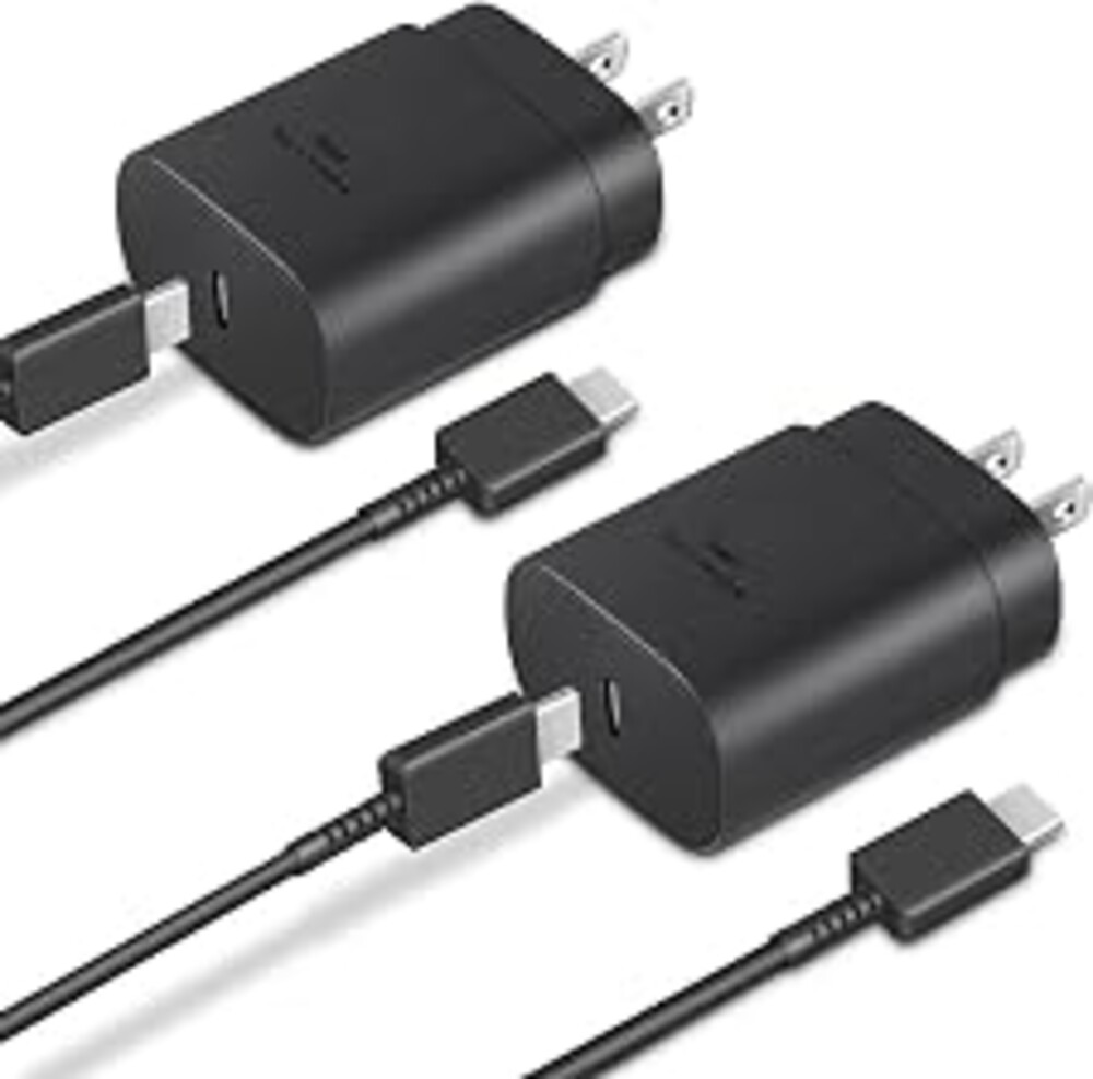 Type C Charger Fast Charging 2-Pack 25W Long 6FT USB C Cable | USBC Charger Block Compatible with Galaxy S26 S25 S24 S23 S22 S21/iPhone 17/16/16 Pro Max/15/15 Pro Max/15 Plus-Black