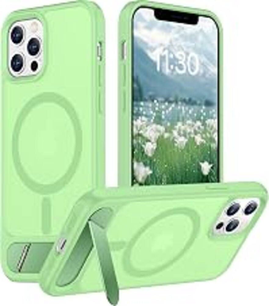 Temdan Magnetic Compatible with iPhone 12 Case & iPhone 12 Pro Case, [Built-in Invisible Kickstand][Compatible with MagSafe][Military Grade Shockproof] Slim Translucent Matte Phone Case 6.1"