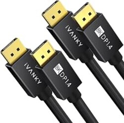 IVANKY 8K DisplayPort 1.4 Cable, 6ft (2 Pack), High Speed 8K DP to DP Cable | High Speed Display Port Cable, 8K@60Hz, 4K@240Hz, 2K@240Hz, Support HBR3, HDR, HDCP, For Gaming Monitor, Graphics, PC, Laptop