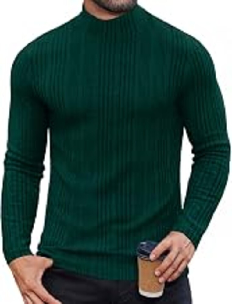 COOFANDY Mens Mock Turtleneck Long Sleeve Shirts Fleece Ribbed Thermal Pullover Slim Fit Basic T-Shirts
