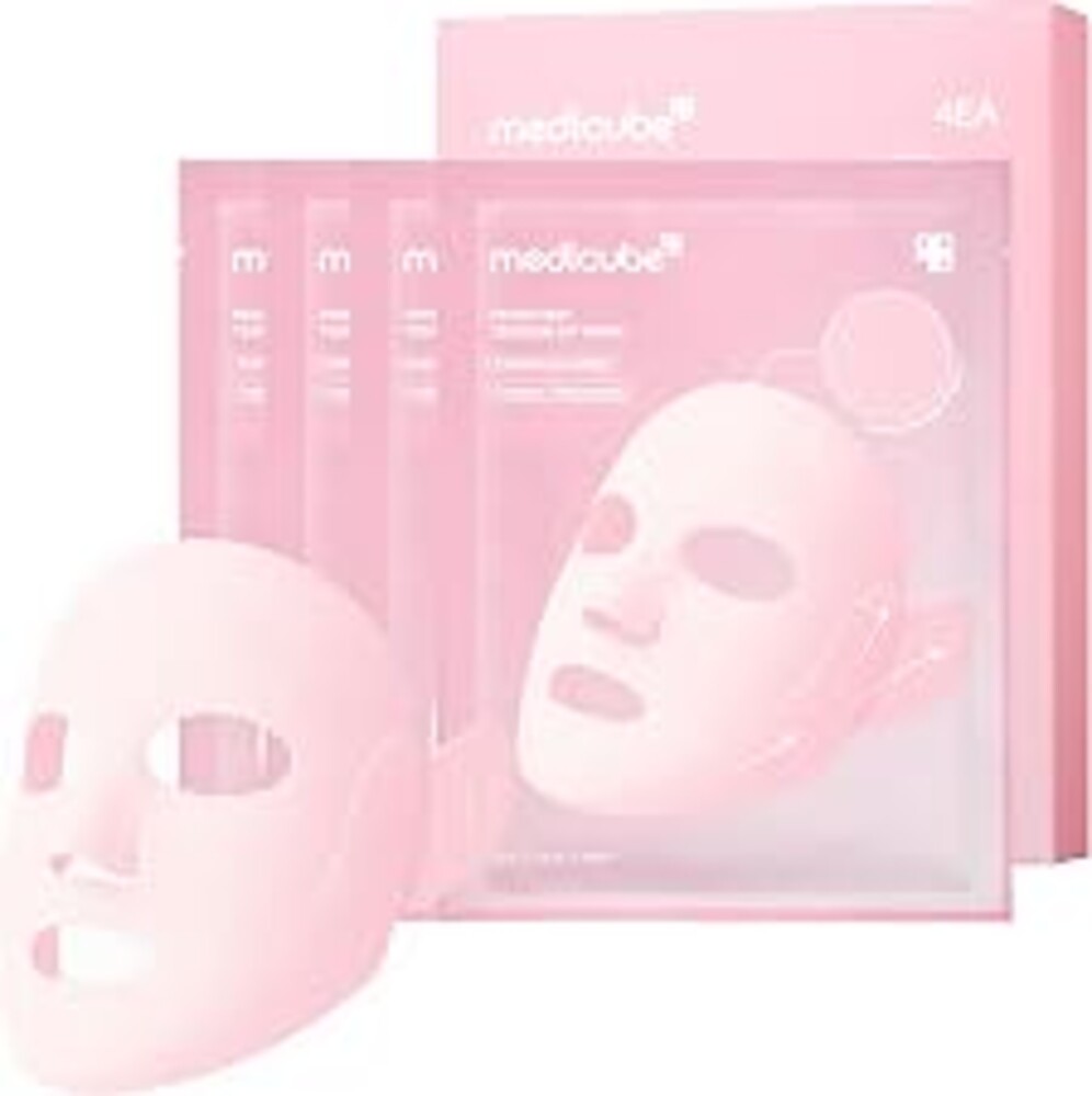 medicube PDRN Pink Tension Up Sheet Mask - 3-Step Contouring Mask | Full-Face Firming Care with Salmon PDRN, NAD & Caffeine - Korean Skincare, 34g x 4ea, Tightening Band