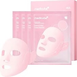 medicube PDRN Pink Tension Up Sheet Mask - 3-Step Contouring Mask | Full-Face Firming Care with Salmon PDRN, NAD & Caffeine - Korean Skincare, 34g x 4ea, Tightening Band