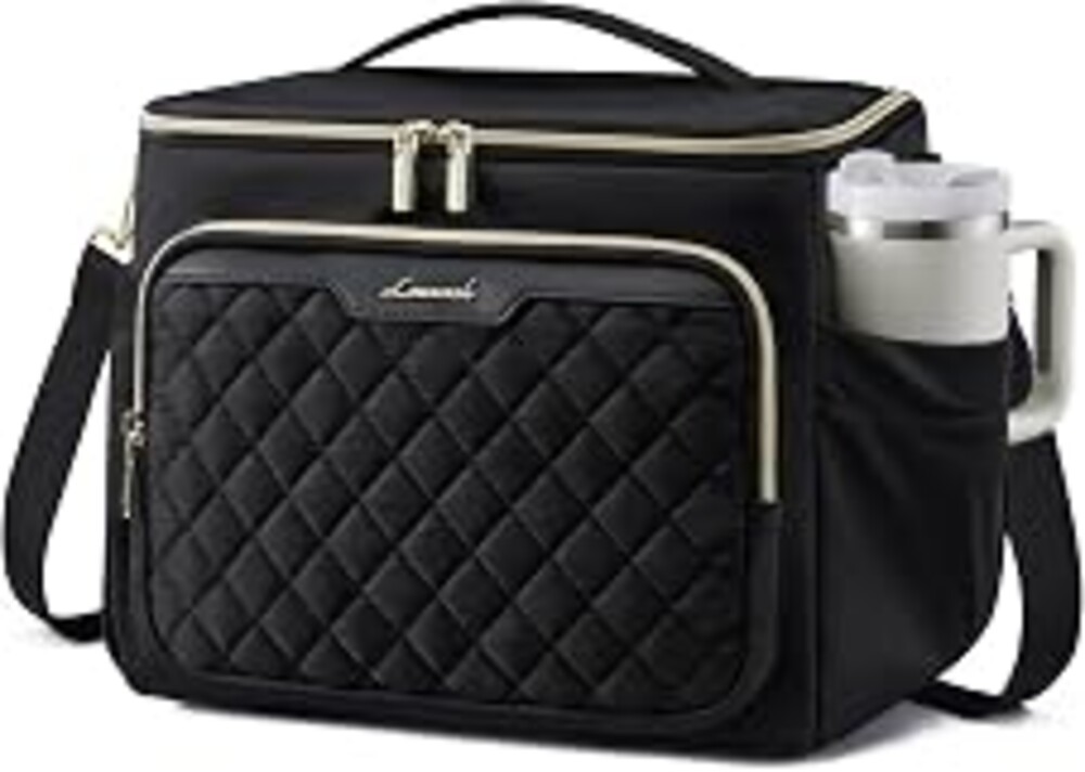 LOVEVOOK Insulated Lunch Box for Women, Wide Opening Adult Lunch Cooler Bag | 13L, Large Cup Holder, Adjustable Shoulder Strap, Leakproof Cooler Bag, Reusable Lunch Tote Bag for Work Teacher Nurse Picnic
