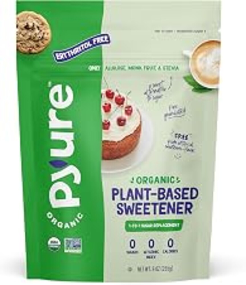 Pyure Organic Plant-Based Sweetener | 1:1 Sugar Replacement | Made with Allulose, Monk Fruit & Stevia | No Erythritol | Keto, Diabetic & Vegan Friendly | USDA Organic, Non-GMO | 9 oz