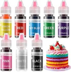 Gel Food Coloring Set - 8 Colors Concentrated Gel Based Food Color Food Grade Dye Flavorless Vibrant Edible Food Coloring for Cake Cookie Decorating Easter Egg Icing Fondant Baking Macaron - 6g/Bottle