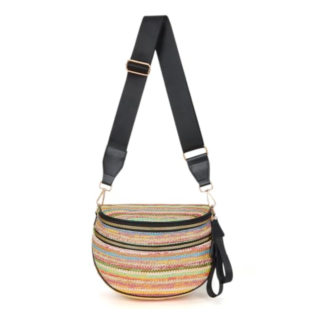 YESFIXS Straw Crossbody Bag Bum Bag for