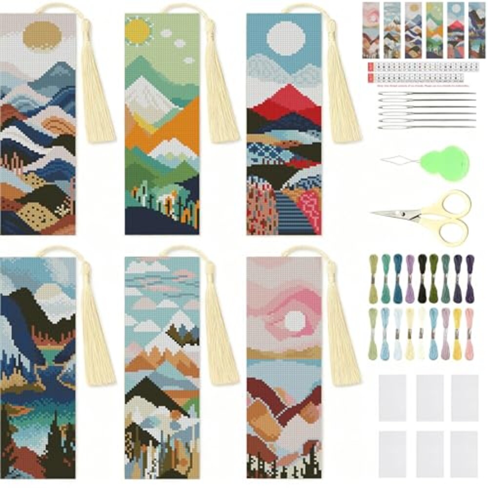 NEGEKFKX 6 Pcs Landscape Cross Stitch Bo
