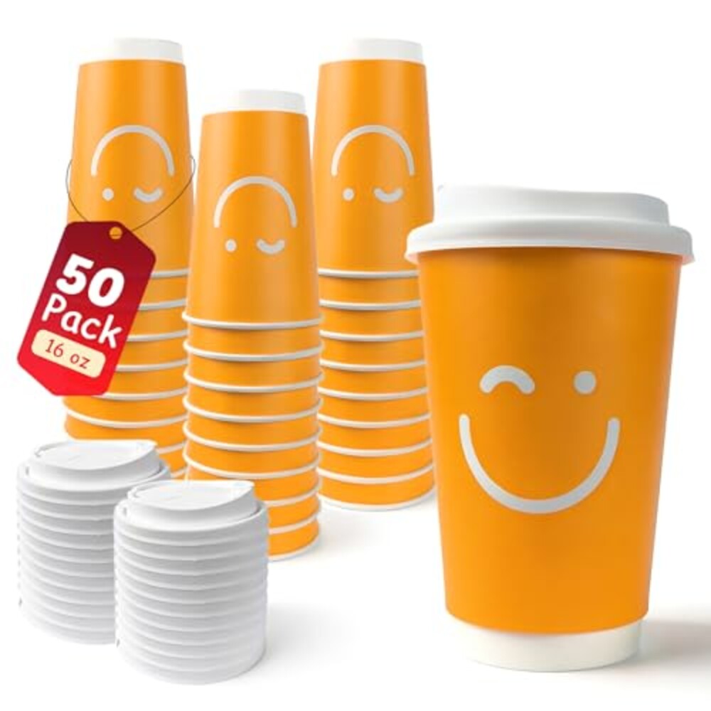 Elegift 16oz Disposable Coffee Cups with